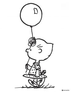 Sally Brown holding a balloon Coloring Page