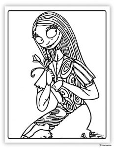 Sally with Flower Coloring Sheet Close up