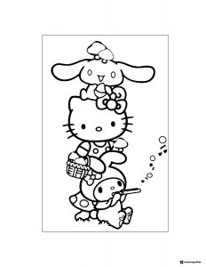 Sanrio Characters Stacked Coloring Page