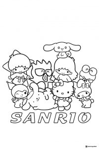 Sanrio Friends with Logo Coloring Sheet