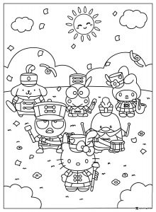 Sanrio Marching Band Coloring Page