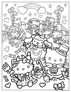 Sanrio characters in Halloween costumes coloring page 1