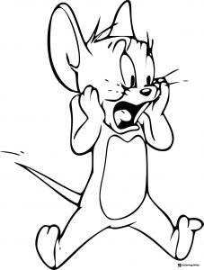 Scared Jerry covering his face with hands coloring sheet