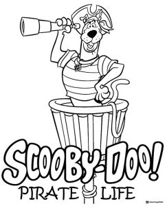 Scooby Doo Pirate Life Coloring Page with spyglass