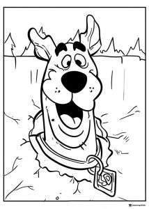 Scooby Doo popping out of ground coloring page
