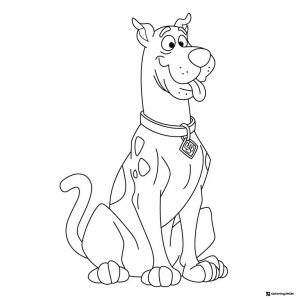 Scooby Doo sitting and smiling coloring page