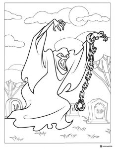 Scooby Doo villain ghost with chain coloring page