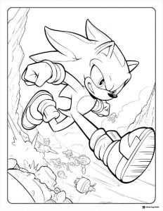 Shadow the Hedgehog Running Coloring Page with small enemies