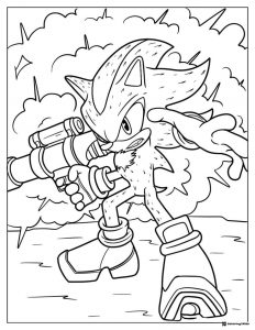 Shadow with Gun Coloring Page