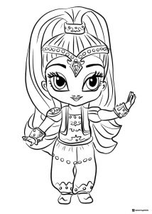 Shimmer and Shine character with long hair coloring page