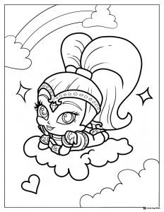 Shimmer on a cloud with a rainbow coloring page