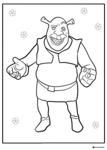 Shrek Coloring Page with Flower Border