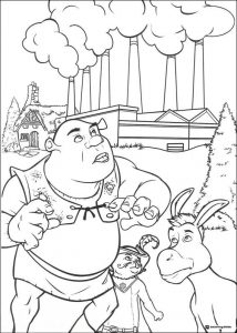 Shrek Puss in Boots Donkey near factory coloring