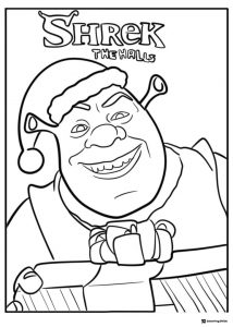 Shrek The Halls Christmas present coloring page