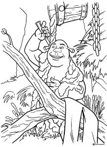 Shrek in Mud Bath Coloring Page