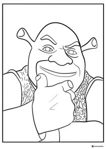 Shrek pointing at viewer coloring page