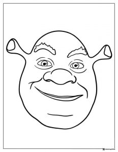 Shreks head smiling coloring page