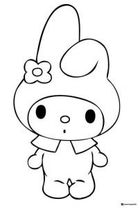 Simple My Melody standing coloring page