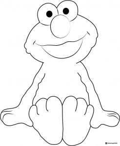 Sitting Elmo with happy expression coloring page