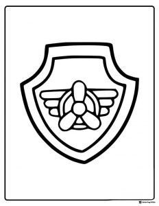 Skye Badge Coloring Page with Wings and Propeller Symbol