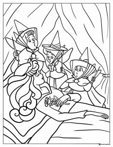 Sleeping Beauty and Fairies Coloring Page