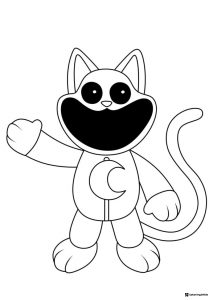 Smiling Critters CatNap Coloring Page waving