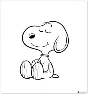 Snoopy Coloring Page Sitting Happily
