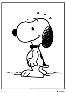Snoopy Coloring Page Standing with Sparkles