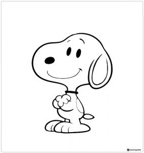 Snoopy Coloring Page with happy smile and crossed paws