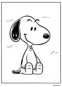 Snoopy Coloring Sheet Sitting with Clouds