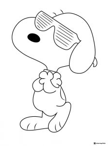 Snoopy Coloring Sheet Wearing Striped Sunglasses