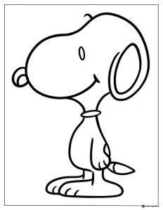 Snoopy smiling and standing sideways Coloring Page