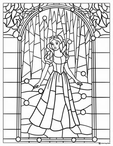 Snow White Stained Glass Coloring Page Design