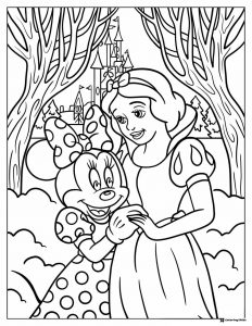 Snow White and Minnie Mouse Coloring Page
