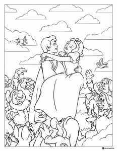 Snow White and Prince Charming with Dwarfs