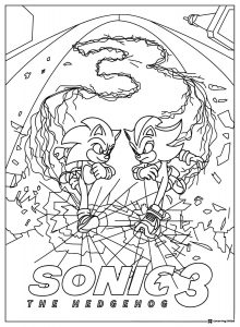 Sonic 3 Movie Battle Coloring Page