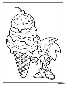 Sonic Coloring Sheet with Giant Ice Cream Cone