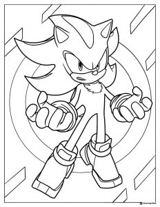 Sonic Coloring Sheet with Rings and Fierce Power Stance