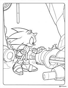 Sonic Examining Debris Coloring Page