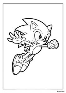 Sonic Leaping into Action Coloring Page Mid Jump