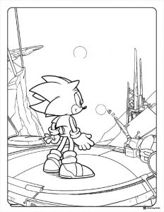 Sonic Looking Out Coloring Page at a distant city