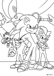 Sonic Movie Characters Group Coloring Page