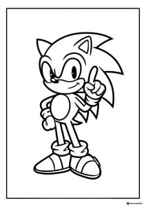 Sonic Pointing Up with Finger Coloring Page