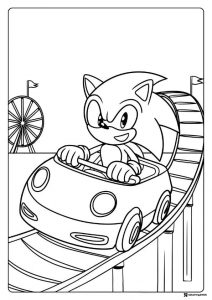 Sonic Riding Roller Coaster Coloring Page at Carnival