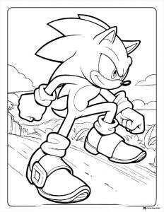 Sonic Running Coloring Page on an open path