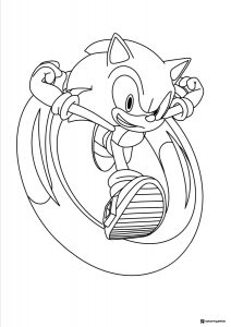 Sonic Running Through Ring Coloring Page