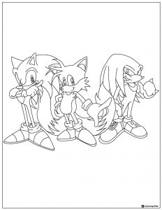 Sonic Tails and Knuckles group coloring page 1