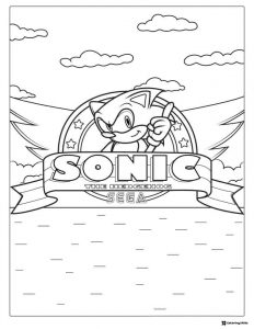 Sonic The Hedgehog Logo Coloring Page with Banner