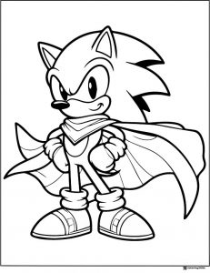 Sonic Wearing a Stylish Scarf Cape Coloring Sheet