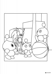 Sonic and Chaos with Beach Ball Coloring Page